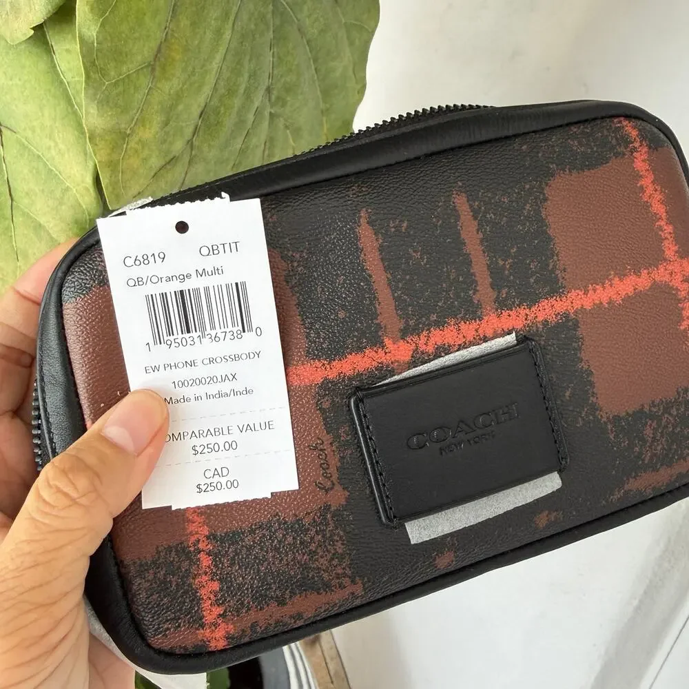Last 1‼️COACH Carrier Phone Crossbody C6819 Orange Multi
